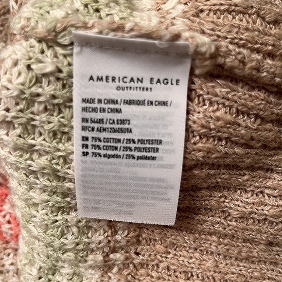 American Eagle Brown Green Multi-color Striped Cotton-Blend Sweater Size XS - Picture 7 of 8